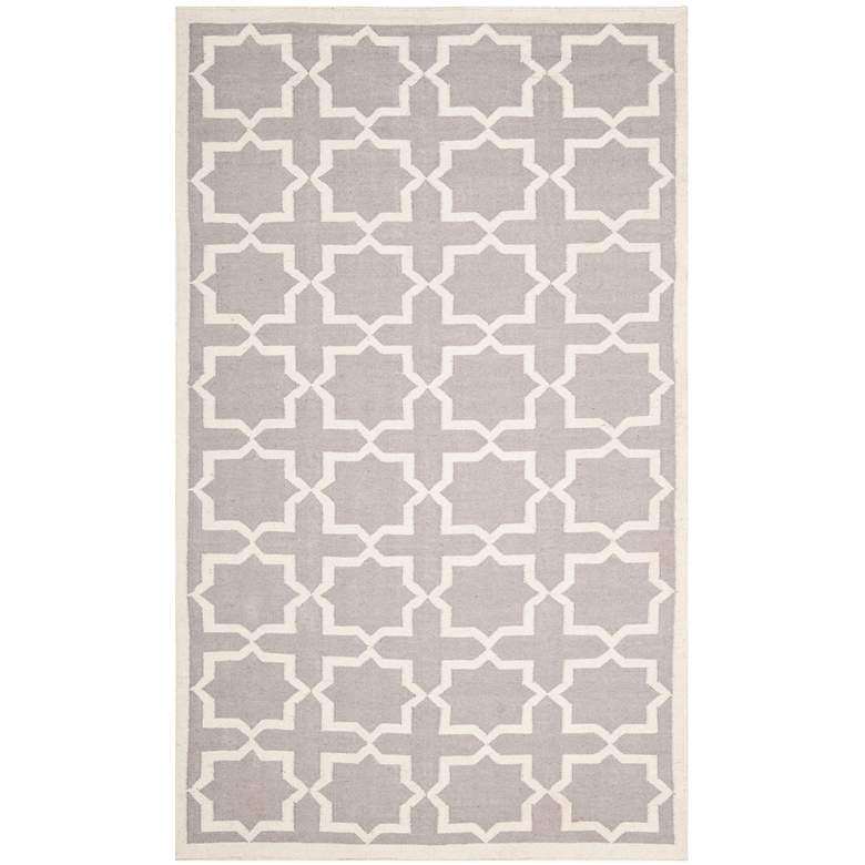 Image 1 Safavieh Dhurrie DHU549G 5&#39;x8&#39; Grey/Ivory Wool Rug