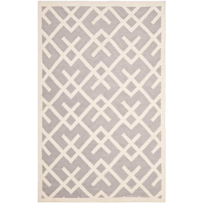 Image 1 Safavieh Dhurrie DHU552G 5'x8' Grey/Ivory Wool Rug