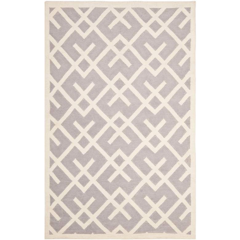 Image 1 Safavieh Dhurrie DHU552G 5&#39;x8&#39; Grey/Ivory Wool Rug