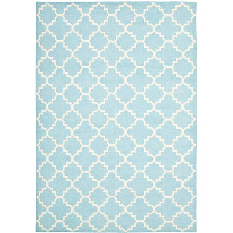 Image 1 Safavieh Dhurrie DHU554B 5'x8' Light Blue/Ivory Wool Rug