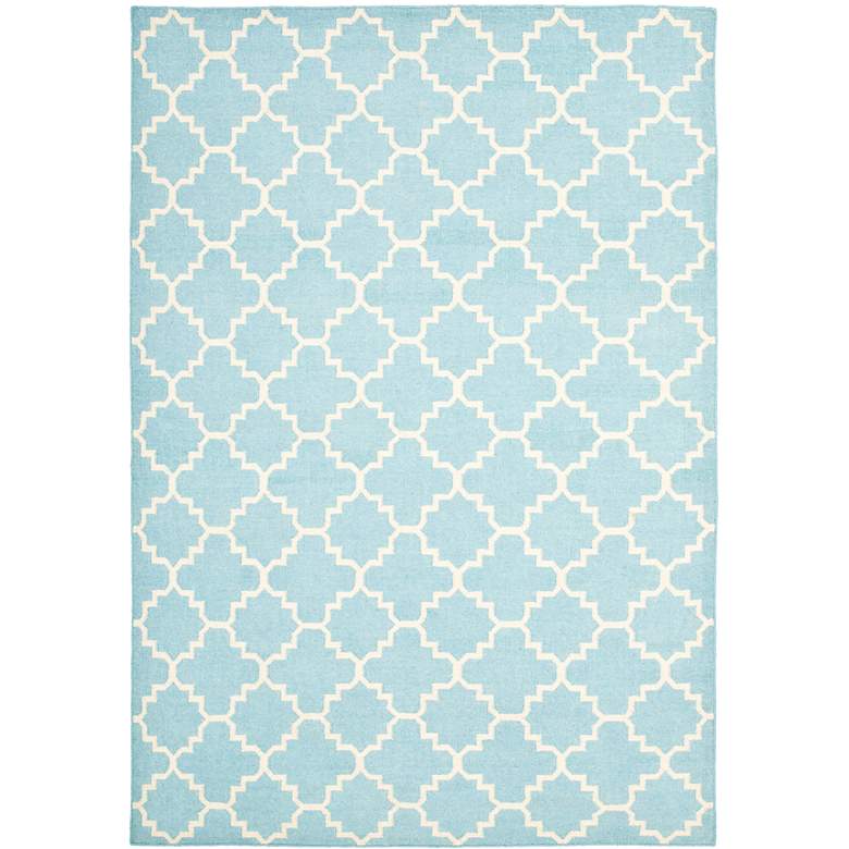 Image 1 Safavieh Dhurrie DHU554B 5&#39;x8&#39; Light Blue/Ivory Wool Rug