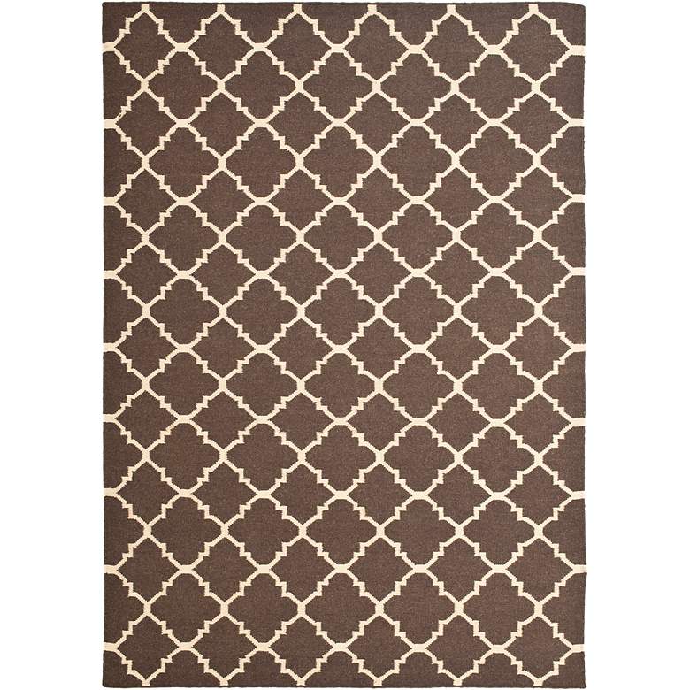 Image 1 Safavieh Dhurrie DHU554C 5'x8' Brown/Ivory Wool Rug