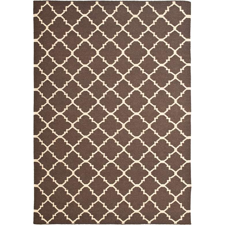 Image 1 Safavieh Dhurrie DHU554C 5&#39;x8&#39; Brown/Ivory Wool Rug