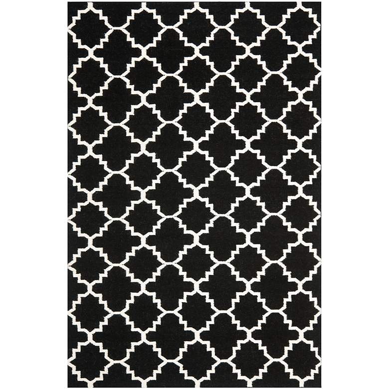 Image 1 Safavieh Dhurrie DHU554L 5'x8' Black/Ivory Wool Rug