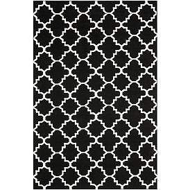 Image1 of Safavieh Dhurrie DHU554L 8'x10' Black/Ivory Wool Rug
