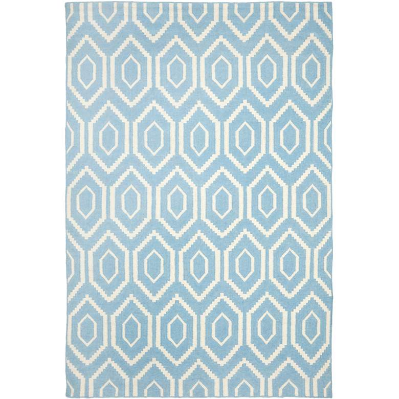 Image 1 Safavieh Dhurrie DHU556B 5&#39;x8&#39; Blue/Ivory Wool Rug