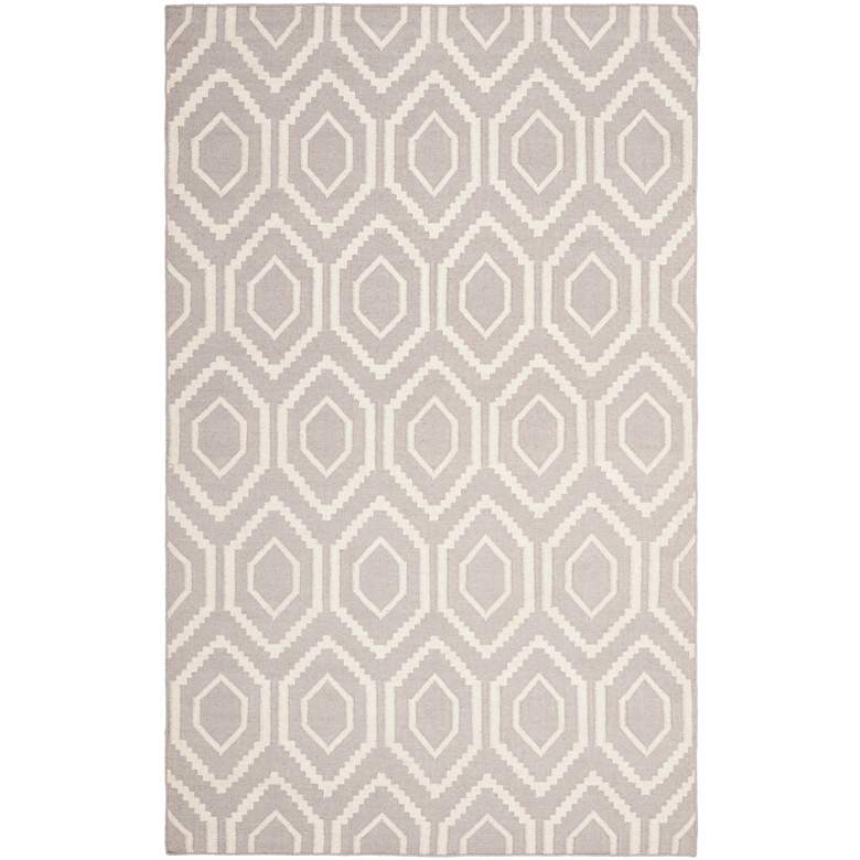 Image 1 Safavieh Dhurrie DHU556G 5'x8' Grey/Ivory Wool Rug