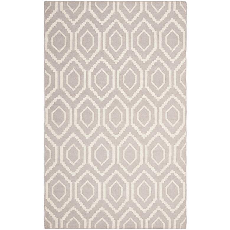 Image 1 Safavieh Dhurrie DHU556G 5&#39;x8&#39; Grey/Ivory Wool Rug