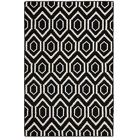 Image1 of Safavieh Dhurrie DHU556L 4'x6' Black/Ivory Wool Rug