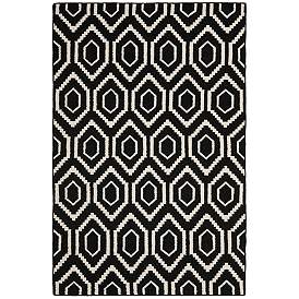 Image1 of Safavieh Dhurrie DHU556L 8'x10' Black/Ivory Wool Rug