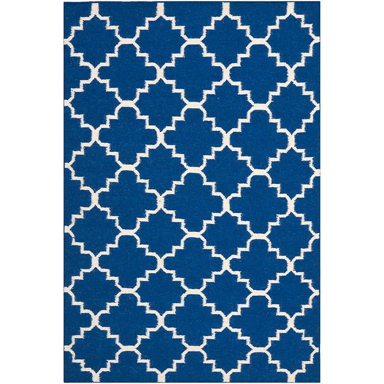 Image 1 Safavieh Dhurrie DHU566A 5&#39;x8&#39; Dark Blue Wool Rug