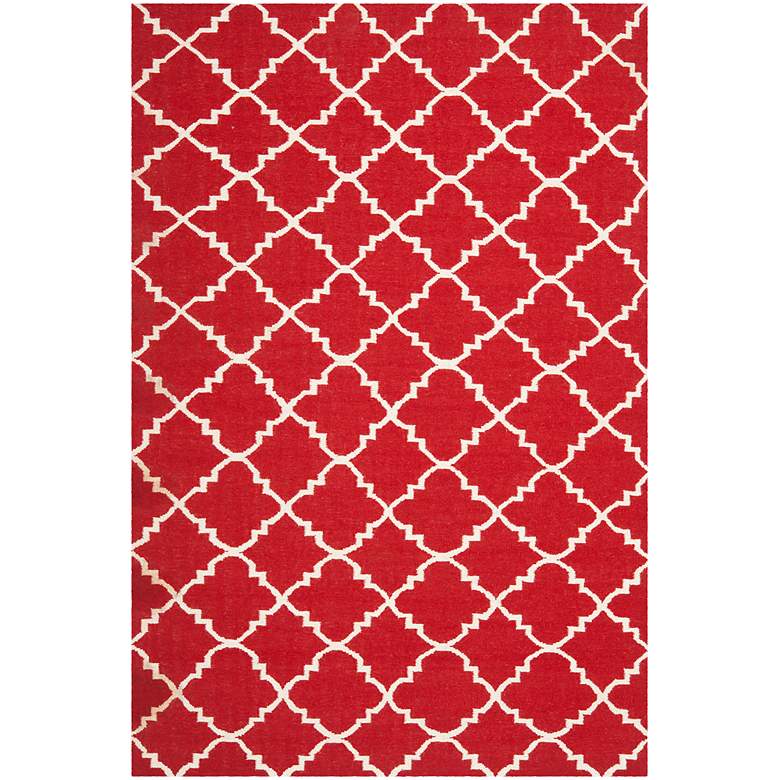 Image 1 Safavieh Dhurrie DHU566B 5'x8' Red/Ivory Wool Rug