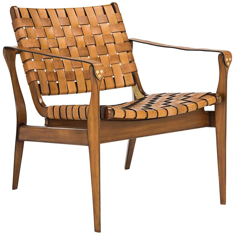 Image 5 Safavieh Dilan Safari Woven Leather Straps Armchair more views