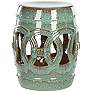 Safavieh Double Coin Blue-Green Ceramic Garden Stool