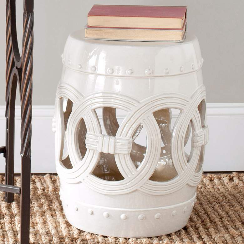 Image 3 Safavieh Double Coin Creamy White Ceramic Garden Stool more views