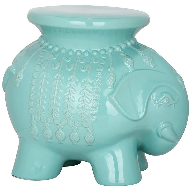 Image 1 Safavieh Elephant Light Blue Ceramic Garden Stool