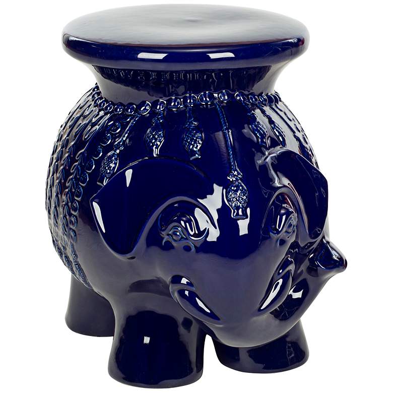 Image 1 Safavieh Elephant Navy Glazed Ceramic Garden Stool