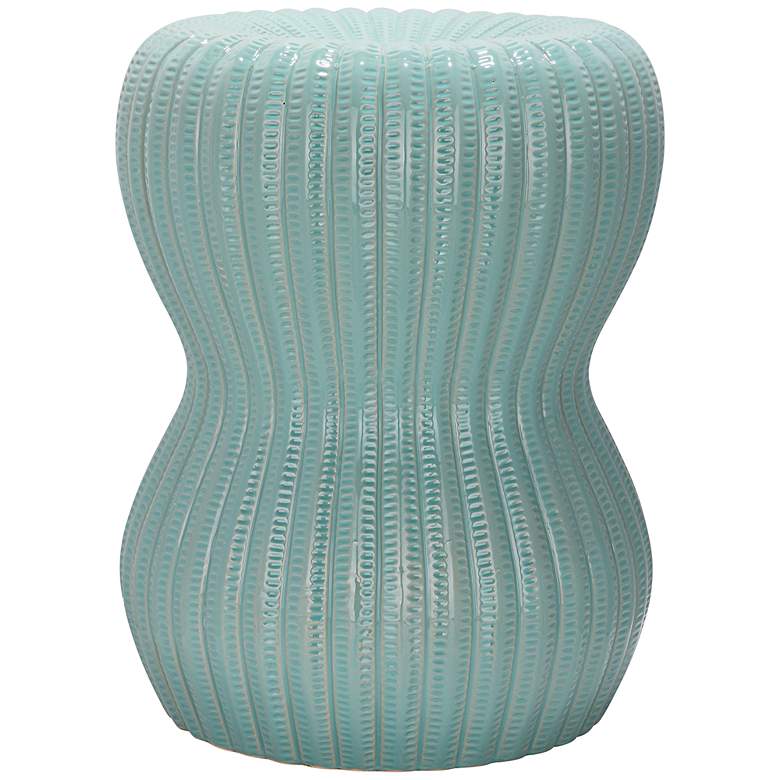 Image 1 Safavieh Hour Glass Light Aqua Ceramic Garden Stool