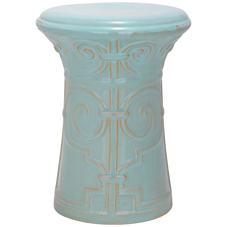 Image 1 Safavieh Imperial Light Aqua Glaze Ceramic Garden Stool
