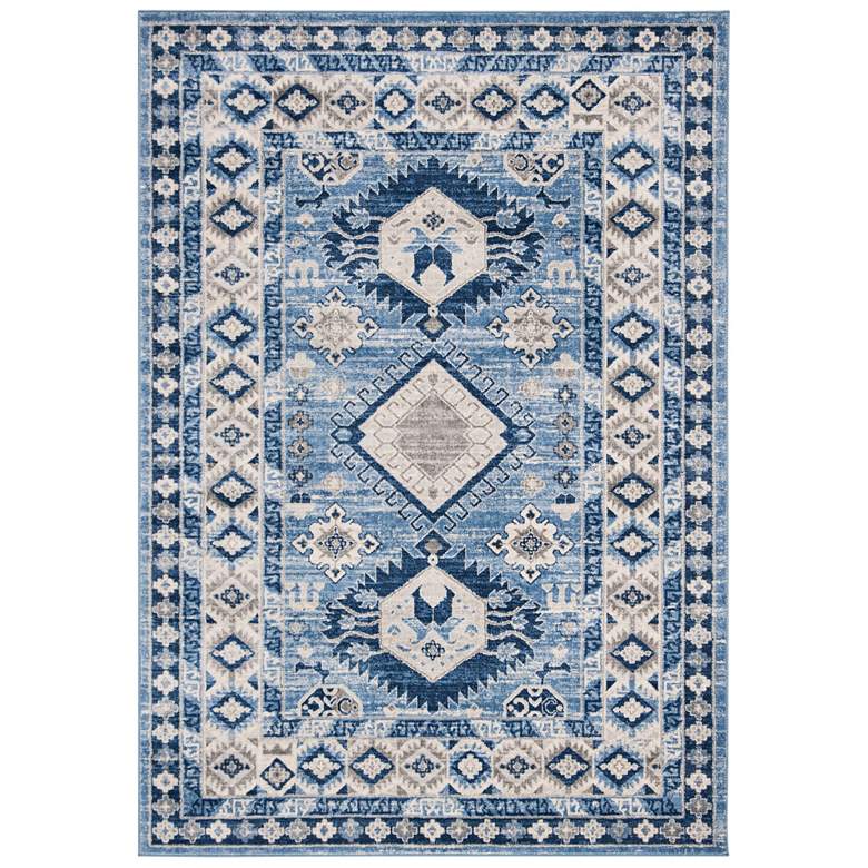 Image 2 Safavieh Kazak 100 5&#39;3 inchx7&#39;6 inch Blue and Creme Oriental Rug