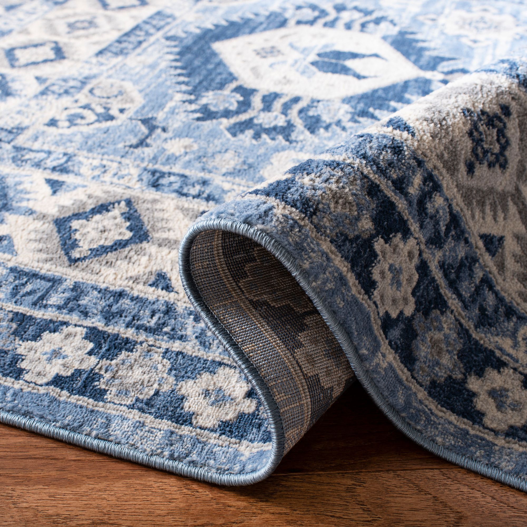 Safavieh Kazak 100 Blue and Creme Oriental Area Rug 69G77 Lamps Plus