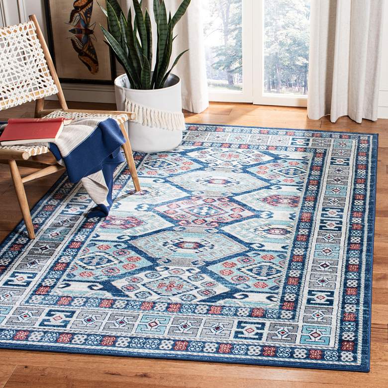 Image 1 Safavieh Kazak 100 5'3"x7'6" Blue and Gray Oriental Area
