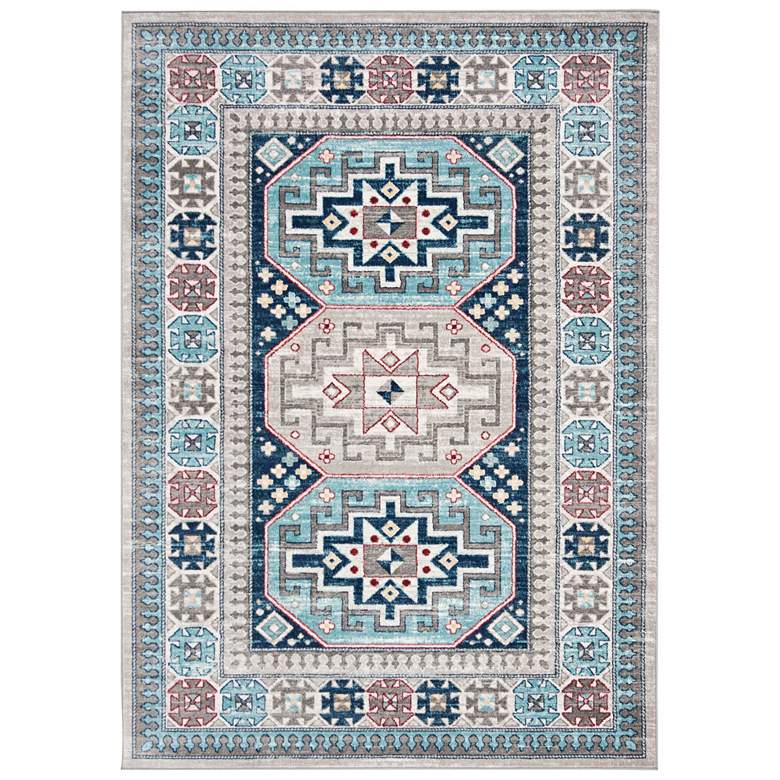 Image 2 Safavieh Kazak 100 5&#39;3 inchx7&#39;6 inch Gray and Blue Oriental Area 