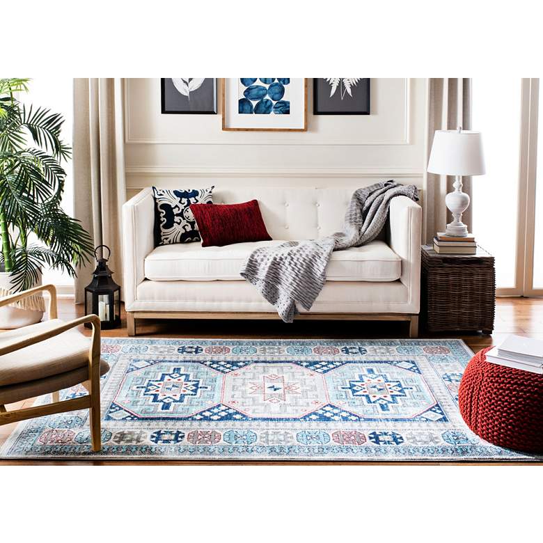 Image 1 Safavieh Kazak 100 5'3"x7'6" Gray and Blue Oriental Area