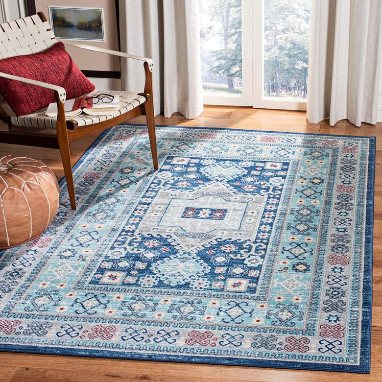 Image 1 Safavieh Kazak 100 5'3"x7'6" Multi-Color Blue Oriental Ru