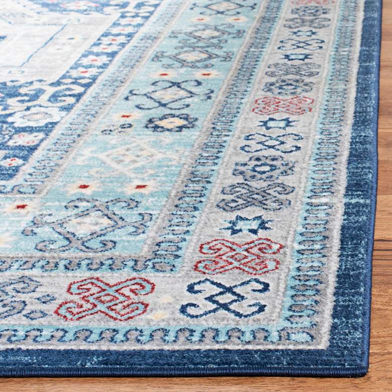 Image 3 Safavieh Kazak 100 5&#39;3 inchx7&#39;6 inch Multi-Color Blue Oriental Ru more views