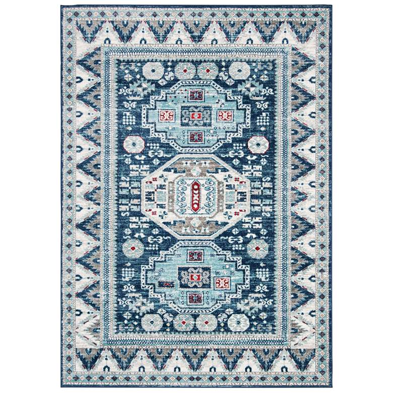 Image 2 Safavieh Kazak 118 5&#39;3 inchx7&#39;6 inch Blue and Creme Oriental Rug