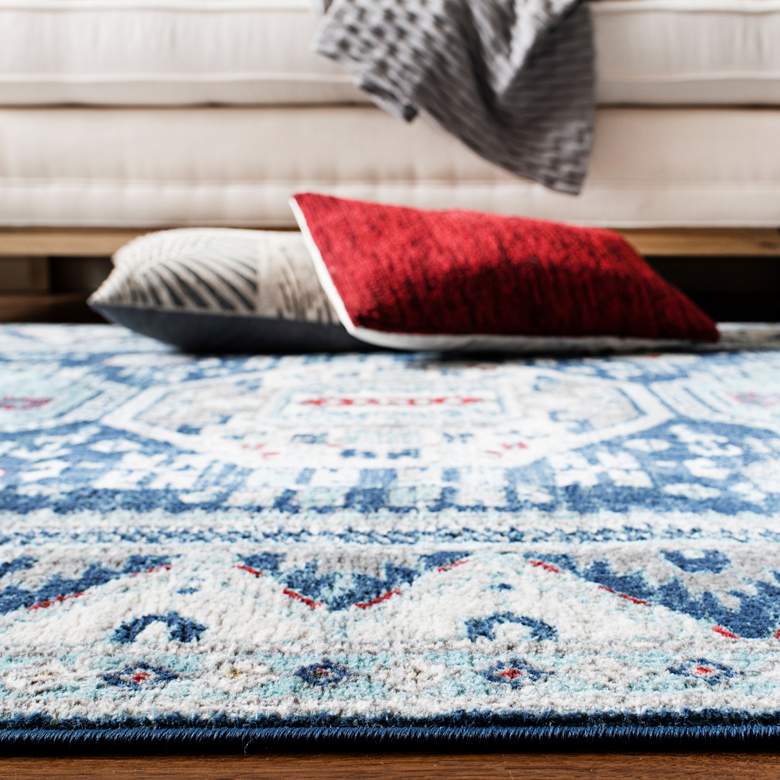 Image 4 Safavieh Kazak 118 5&#39;3 inchx7&#39;6 inch Blue and Creme Oriental Rug more views