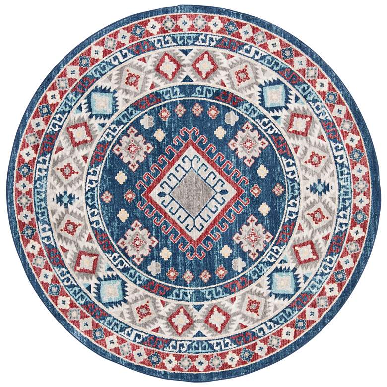 Image 1 Safavieh Kazak KZK119R 6'7" Round Navy Red Area Rug