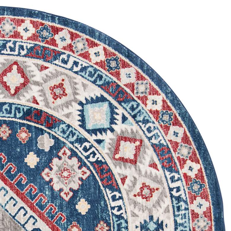Image 2 Safavieh Kazak KZK119R 6'7" Round Navy Red Area Rug more views