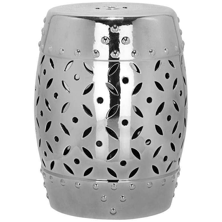 Image 1 Safavieh Lattice Coin Silver Ceramic Garden Stool