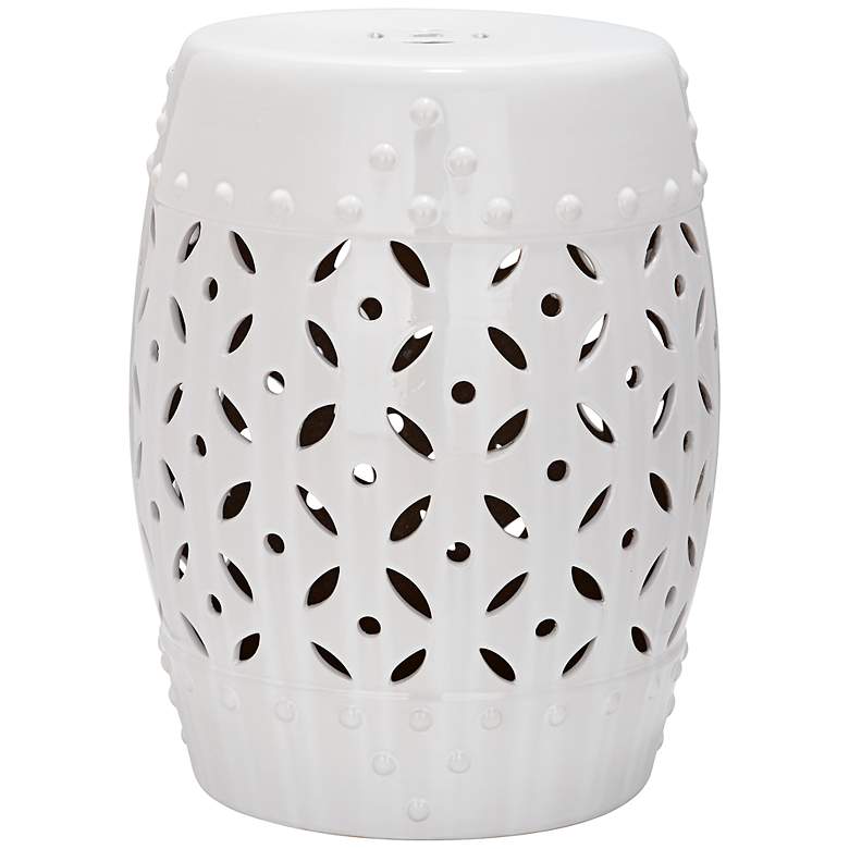 Image 1 Safavieh Lattice Coin White Ceramic Garden Stool