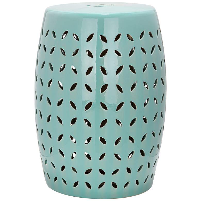 Image 1 Safavieh Lattice Petal Robins Egg Blue Ceramic Garden Stool