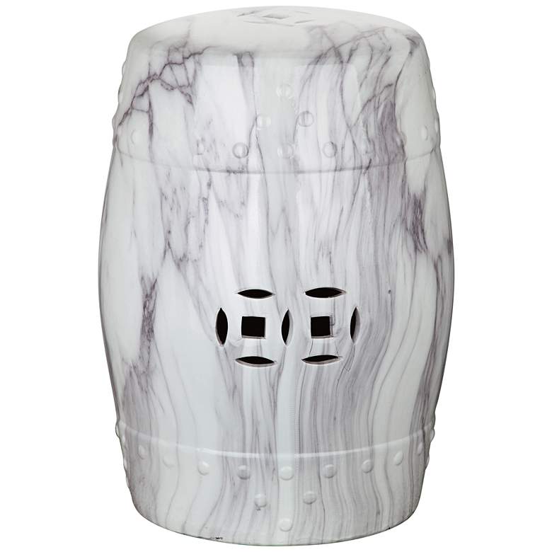 Image 2 Safavieh Mara White and Black Swirls 18 inch Jade Garden Stool