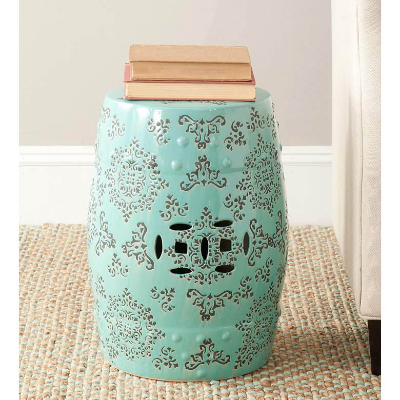 Image 2 Safavieh Medallion Robbins Egg Blue Ceramic Garden Stool more views