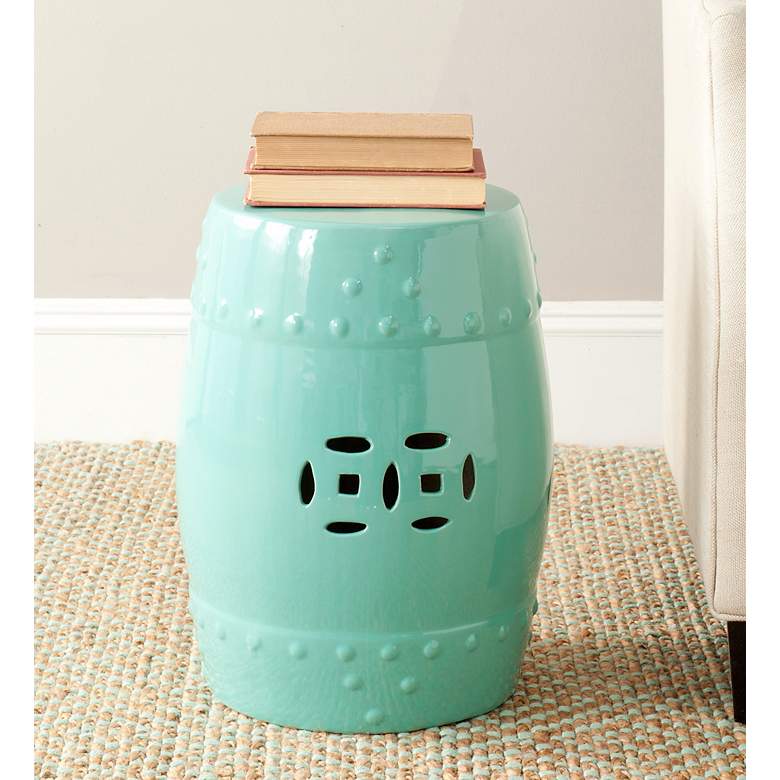 Image 2 Safavieh Modern Ming Aqua Chinese Garden Stool more views