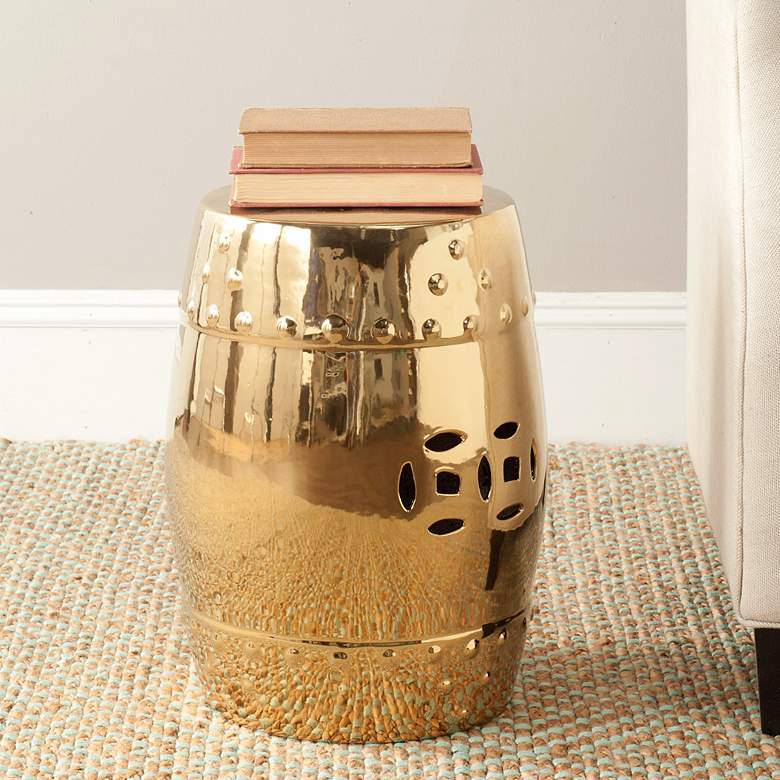 Image 2 Safavieh Modern Ming Gold Ceramic Garden Stool more views