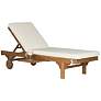 Safavieh Newport Teak Brown Eucalyptus Wood Beige Lounge Chair