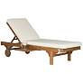 3_Safavieh Newport Teak Brown Eucalyptus Wood Beige Lounge Chair more views