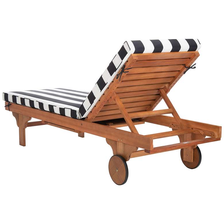 Image 7 Safavieh Newport Teak Brown Eucalyptus Wood Black and White Lounge Chair more views