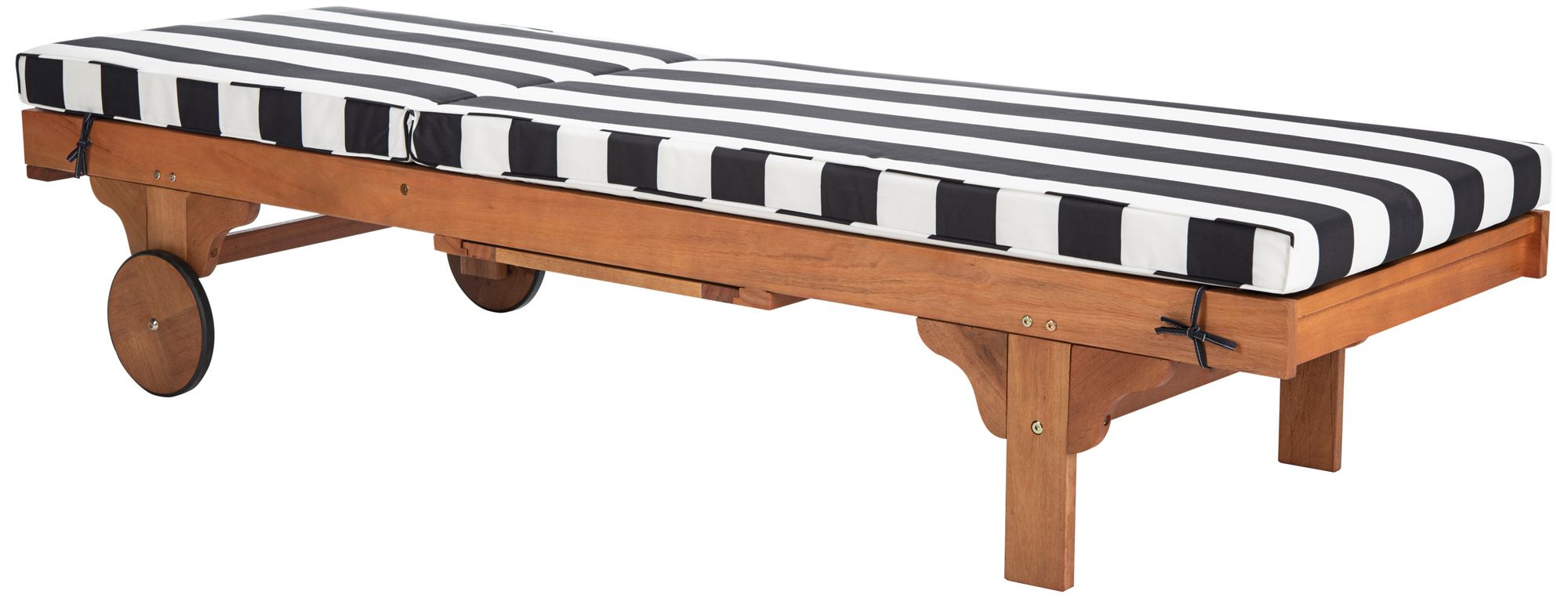 Safavieh Newport Teak Brown Eucalyptus Wood Black and White Lounge Chair