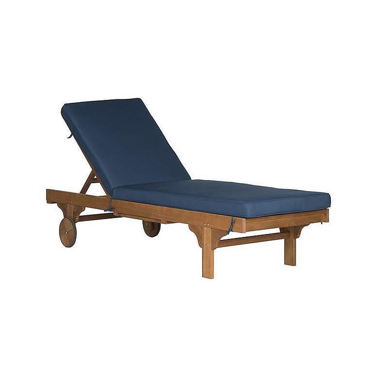Image 2 Safavieh Newport Teak Brown Eucalyptus Wood Navy Lounge Chair