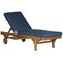 Safavieh Newport Teak Brown Eucalyptus Wood Navy Lounge Chair