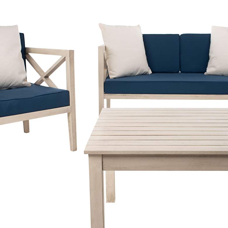 Image 5 Safavieh Nunzio White Wood 4-Piece Outdoor Seating Set more views