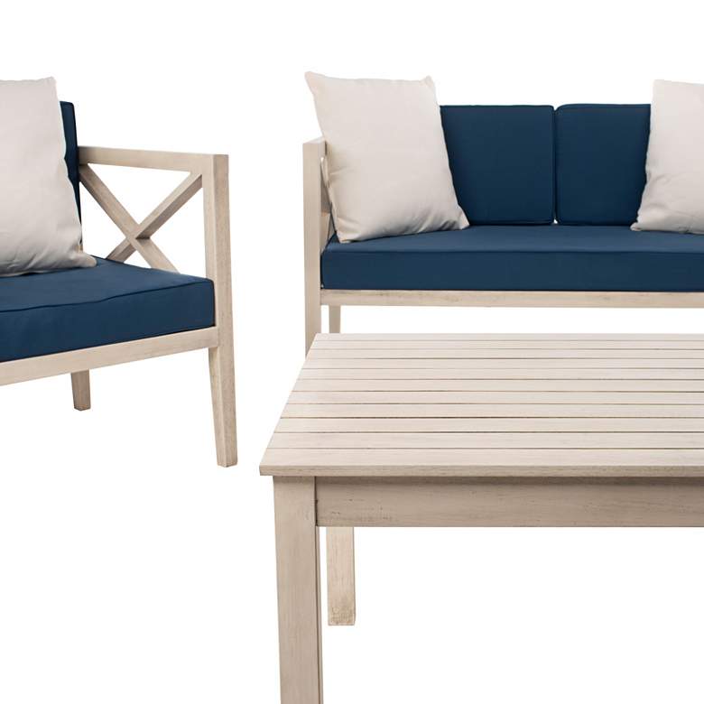 Image 5 Safavieh Nunzio White Wood 4-Piece Outdoor Seating Set more views