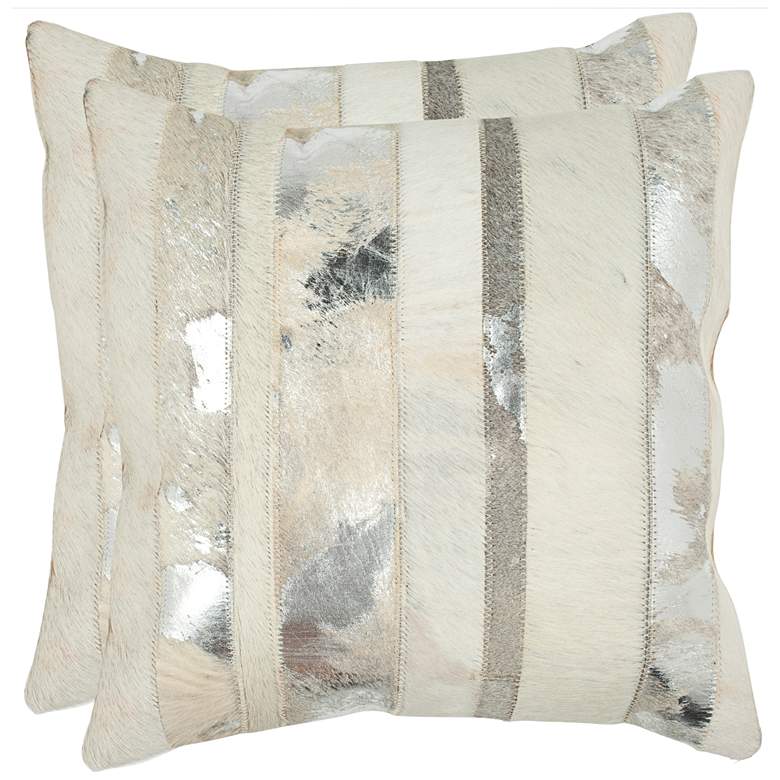 Image 1 Safavieh Peyton 12 inch x 20 inch Silver Accent Pillow Set of 2